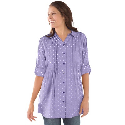 Woman Within Plus Size Rayon 7-Day Pintucked Tunic Blouse