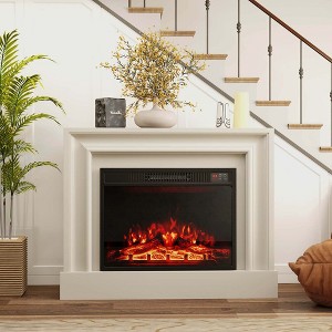 Costway 23" Electric Fireplace Insert with Remote Control Adjustable Flame Color Brightness - 1 of 4