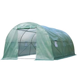 FDW Portable Greenhouse 6.5FT Height with Zipper Curtains PE Cover Steel Frame, Green - 1 of 4