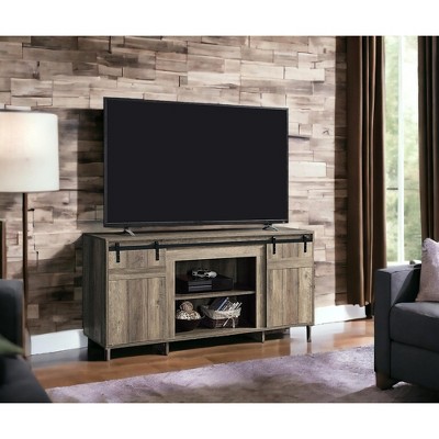 Vynxaria Gray Washed Finish TV Stand, Max TV Size 60 in.