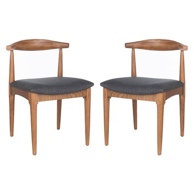 Set of 2 Lionel Retro Dining Chair Brown/Dark Gray - Safavieh