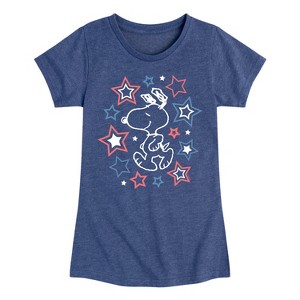 Girls' - Peanuts - Snoopy Stars Fitted Short Sleeve Graphic T-Shirt - 1 of 4