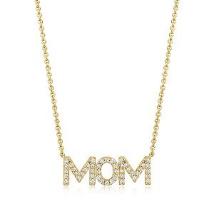 Ross-Simons 0.25 ct. t.w. Diamond "Mom" Necklace in 18kt Gold Over Sterling - 1 of 3