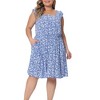 Agnes Orinda Women's Plus Size Summer Floral Square Neck Ruffle Cap Sleeve Casual A Line Dresses - 2 of 4