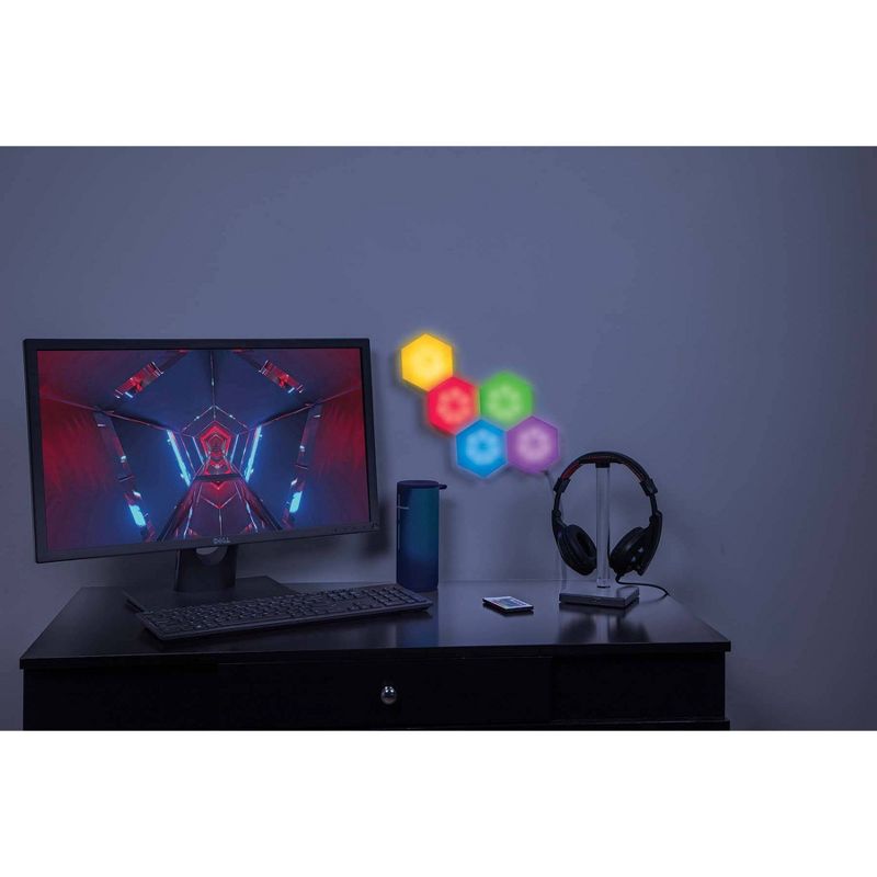 5pk RGB Hexagon Lights with Remote Control - West &#38; Arrow, 2 of 4