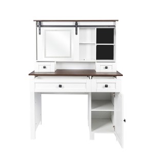GlasFlength Modern Vanity Table Set with Flip top Mirror and LED Light, Dressing Table with Customizable Storage, White, 41.73"*15.75"*50.31" - 1 of 4