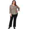 Agnes Orinda Women's Plus Size Plaid V Neck 3/4 Sleeve Flowy Casual Tunic Blouses - 3 of 4