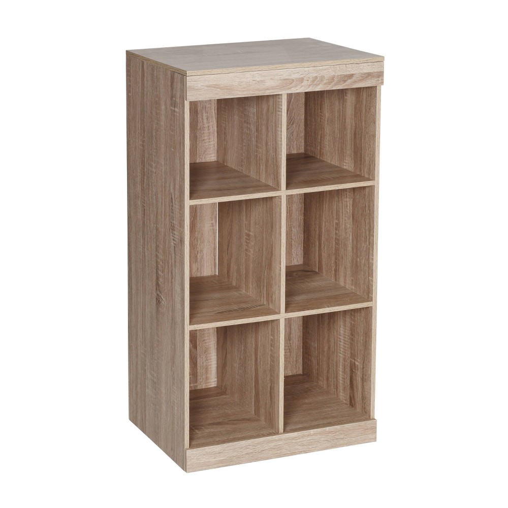 Photos - Wall Shelf Honey-Can-Do 6 Compartment Divided Cube Cabinet Oak