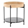 NicBex Wooden Top Mesh Border End Table with Metal Legs and Rattan Insert for Living Room - 3 of 4