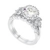 Slickblue Vintage-Inspired Rhodium-Plated 2.49 Ct. Round Cut CZ Engagement Ring, Laurel Leaf Detail, Sizes 5-10 - 3 of 3