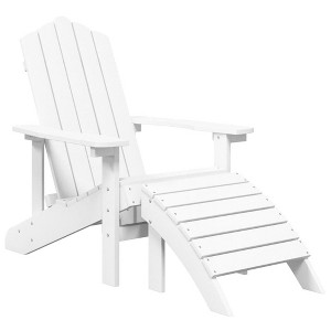vidaXL Patio Adirondack Chair with Detachable Footstool, Weather-Resistant HDPE, Easy Maintenance, High Backrest, Wide Arms, Classic Design, White - 1 of 4