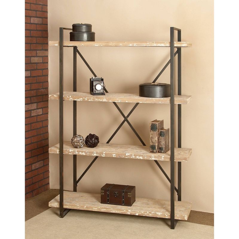 67&#34; Tall Industrial Metal and Wood Bookshelf Brown - Olivia &#38; May, 3 of 18