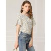 Allegra K Women's Floral Chiffon Casual Round Neck Flutter Sleeve Blouse - 3 of 4