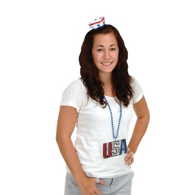 Beistle Patriotic Sailor Hat Hair Clip, (2/Pkg) Multicolored