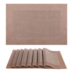 REGALWOVEN Kitchen Dining Table Decoration Washable Heat Resistant Wipeable PVC Placemats 8 Pcs - 1 of 4