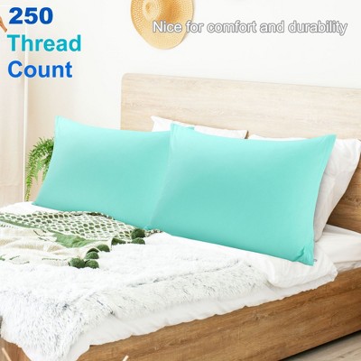 PiccoCasa Breathable Soft Comfortable Sold Cotton Zippered Pillowcases 2 Pcs
