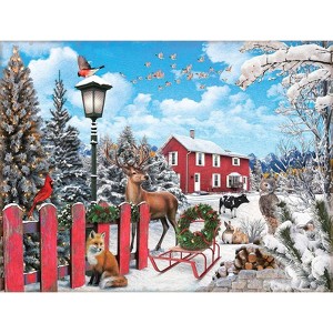 Sunsout A Winter Gathering 500 pc  Christmas Jigsaw Puzzle 42311 - 1 of 4