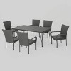 Nash 7pc Wicker Dining Set - Gray - Christopher Knight Home: Galvanized Steel Hardware, No Cushion Required - 2 of 4