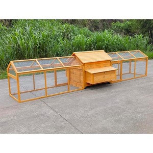 Midlee Large Wooden Chicken Coop with 2 Runs Outdoor Hen House Backyard Nesting Box - 1 of 3