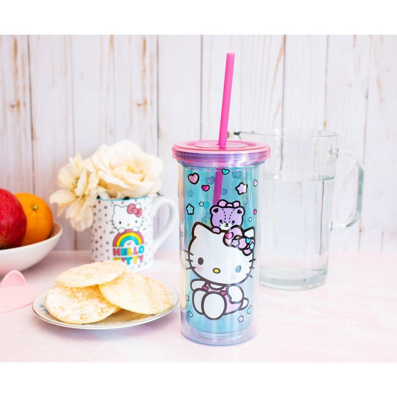 Silver Buffalo Hello Kitty Stacked Donuts Carnival Cup with Lid and Straw | Holds 20 Ounces, 3 of 7