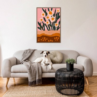 Large Pastel Floral Abstract Framed Canvas Wall Art