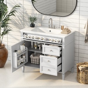 YOOCOZZ 36'' Bathroom Vanity with Top Sink,2 Drawers and a Tip-out Drawer - 1 of 4