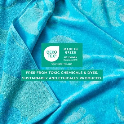 Aqua Shell & Stripe Quick Dry Cotton Beach Towels - 2 Pack