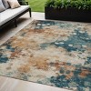 Beige And Teal Blue Abstract Washable Indoor Outdoor Area Rug - 2 of 4