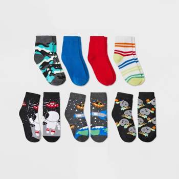 Boys' 7pk Space Ankle Socks - Cat & Jack™ Black 