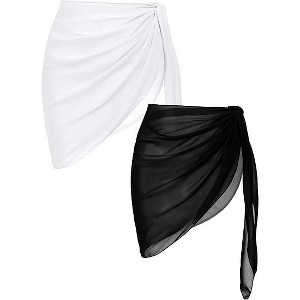 Ekouaer 2 Pieces Women Beach Sarongs Sheer Cover Ups Chiffon Bikini Wrap Skirt for Swimwear - 1 of 2