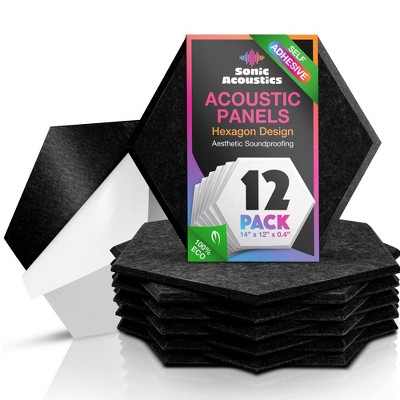Sonic Acoustics 12 Pack Hexagon Acoustic Panels - High Density Soundproofing Panels