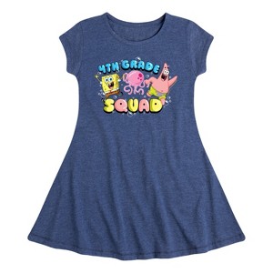 Girls' - SpongeBob SquarePants - 4th Grade Squad Fit & Flair Cap Sleeve Dress - 1 of 3