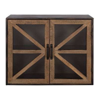 Mace Decorative Farmhouse Wall Mounted Double Door Storage Cabinet - Kate & Laurel All Things Decor