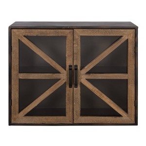 Kate & Laurel All Things Decor Mace Farmhouse Wall Mounted Cabinet with Glass Doors Decor Storage - 1 of 4
