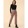 Allegra K Women's Plaid Tartan High Waisted Button Casual Pants - 4 of 4