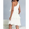 Women's Asymmetrical One-Shoulder Dress - Tiered Chiffon Midi Dress with Flowy Silhouette - 4 of 4