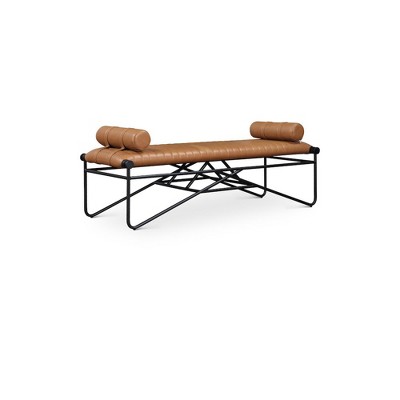 Meridian Furniture,Gatsby Cognac Vegan Leather Bench