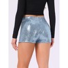 INSPIRE CHIC Women's Mid Rise Solid Sparkle Sequin Zipper Shorts - 3 of 4