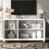 59.1" MDF Modern TV Stand with Geometric Doors, Metal Handles, Two Cabinets and Solid Wood Legs for TVs up to 65" with Adjustable Shelves - 2 of 4
