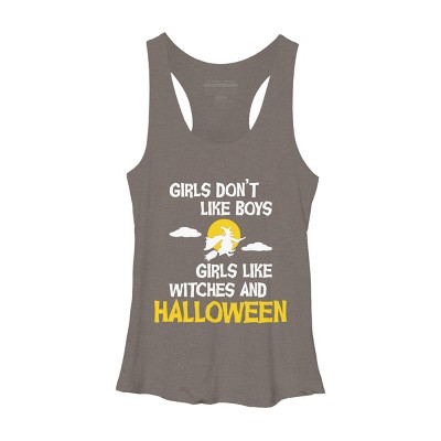 Women's Design By Humans Girls like Halloween By OffensiveFun Racerback Tank Top