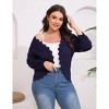 Womens 3/4 Sleeve Knit Cardigan Casual Scallop Hemline Open-Front Shrug Sweaters - 2 of 4