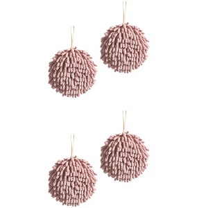 REGALWOVEN Soft Absorbent Fluffy Chenille Ball Bathroom Hand Towels with Wall Hook 4 Pack - 1 of 4