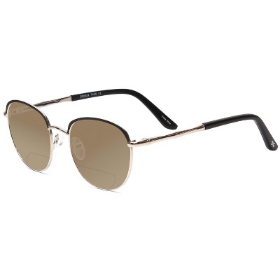 Scott&Zelda SZ7429 Unisex Polarize Bi-Focal Sunglass 41 OPTION Black Silver 50mm Blue Mirror +1.00
