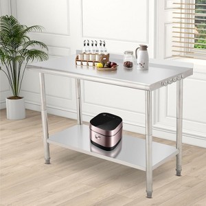 48"x24" Stainless Steel Prep Table w/ Undershelf & Wheels - Heavy-Duty Commercial Worktable for Kitchens - 1 of 4