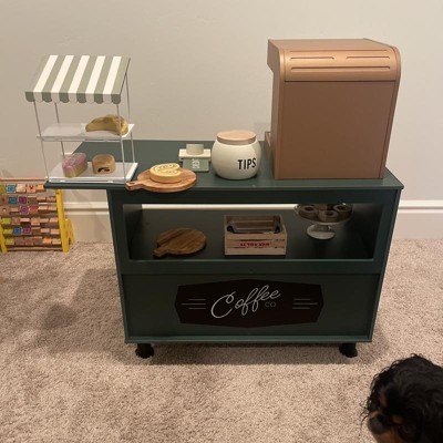 Hbboomlife Coffee Cart Coffee with Industrial Coffee Station with Drawer Farmhouse Coffee Station Table with Doors and Shelves Small Coffee Tea Cart