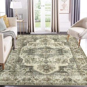 Washable Rugs 5x7 Non-Slip ¨C Vintage Floral Area Rug for Living Room, Machine Washable Low Pile Carpet - 1 of 4