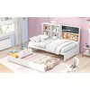 MAYEERTY Twin Size Daybed with Storage Shelves, Blackboard, Cork board, USB Ports and Twin Size Trundle, White - 2 of 4