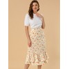 INSPIRE CHIC Women's Chiffon Elastic Waist Ruffle Tiered Flowy Midi Floral Printed Skirts - 3 of 4