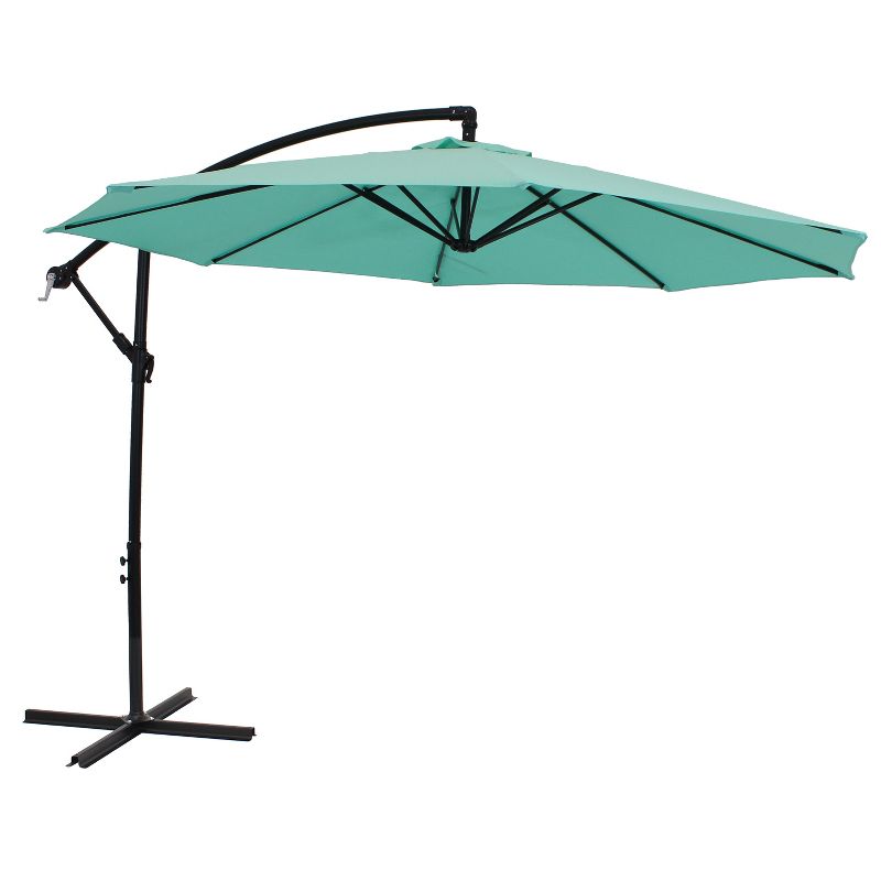 Sunnydaze Outdoor Steel Cantilever Offset Patio Umbrella with Air Vent, Crank, and Base - 9.25', 1 of 23