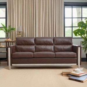 GDFStudio Addison Comfortable 79.5" Three-Seater Sofa with Side Pockets and Rubber Wood Legs - 1 of 4